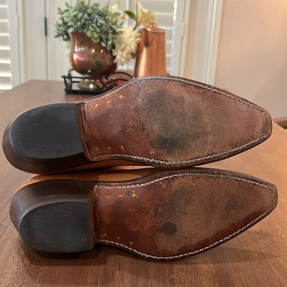 1977 Stewart Hand Made Leather Cowboy Boots Tan USA Men 8.5D Western Pointed Toe - Picture 6 of 11